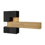 Dnevni TV regal BORNA črna . Dnevni Tv regal BORNA je moderno oblikovan in elegantnega videza, brez ročajev. Izdelan v EU iz laminirane plošče debeline