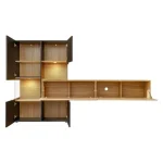 Dnevni TV regal BORNA črna . Dnevni Tv regal BORNA je moderno oblikovan in elegantnega videza, brez ročajev. Izdelan v EU iz laminirane plošče debeline