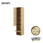 Dodatna omara za posteljo v omari METULJ 1 . Visoka, navpična omara za knjige z vrati, dvema vdolbinama in predalom, je na voljo v različnih barvah. Popolna