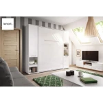 Dodatna omara za posteljo v omari METULJ PRO - beli visoki sijaj . Visoka, navpična stenska polica je v navpični izvedbi. Knjižna polica je opremljena z