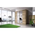 Drsna garderobna omara TARA . Drsna garderobna omara TARA je primerna za vsako spalnico. Omara ima udobne ročaje in ogledala na sprednjih straneh, ki optično