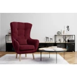 Fotelj AEL . Fotelj AEL da vašemu domu eleganco in edinstvenost. Visoko naslonjalo in lesene noge mu dajejo eleganco in hkrati zagotavljajo odlično