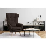 Fotelj AEL 3 . Fotelj AEL da vašemu domu eleganco in edinstvenost. Visoko naslonjalo in lesene noge mu dajejo eleganco in hkrati zagotavljajo odlično