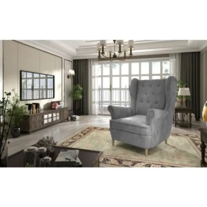 Fotelj ALICE temno siva . Dizajnerski fotelj ALICE je primeren za vsak dnevni prostor. Je izredno udoben in kvaliteten. Fotelj ima visok naslon in rokonoslon,