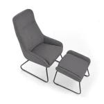 Fotelj BOLERI . Dizajnerski fotelj BOLERI je primeren za dnevne sobe. Nogice so iz kovine. Sedež pa iz blaga. Barva blaga: - svetlo siva Dimenzija stola: -