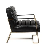 Fotelj BRIANNA črna . Fotelj BRIANNA je dobavljiv v črni barvi. Okvir je kovinski, sedež je oblečen v umetno usnje, kar zagotavlja udobnost in eleganco.