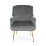 Fotelj CLELIA siva . Fotelj CLELIA siva ima strukturo iz borovega lesa, noge so v zlati barvi. Narejen je iz žametne tkanine, ki je prijetena na dotik. S