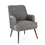 Fotelj ERNESTINE - siva, je eleganten kos pohištva, ki je primeren za vsak prostor. Okvir je narejen iz borovega lesa in MDF-ja. Noge so narejene iz kovine.