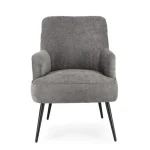 Fotelj ERNESTINE - siva, je eleganten kos pohištva, ki je primeren za vsak prostor. Okvir je narejen iz borovega lesa in MDF-ja. Noge so narejene iz kovine.