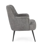 Fotelj ERNESTINE - siva, je eleganten kos pohištva, ki je primeren za vsak prostor. Okvir je narejen iz borovega lesa in MDF-ja. Noge so narejene iz kovine.