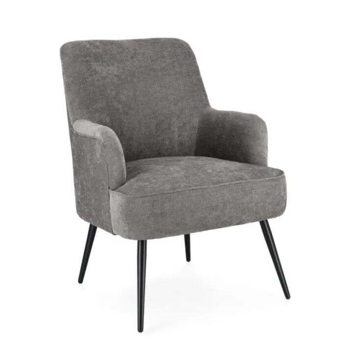 Fotelj ERNESTINE - siva . Fotelj ERNESTINE - siva, je eleganten kos pohištva, ki je primeren za vsak prostor. Okvir je narejen iz borovega lesa in MDF-ja.