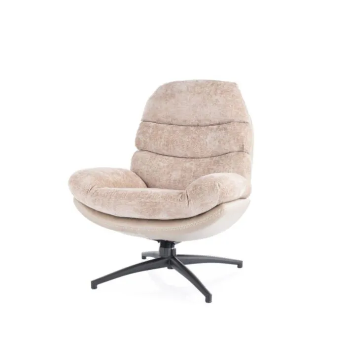 Fotelj GIZELA . Fotelj GIZELA, je eleganten in kakovosten kos pohištva. Sedišče je narejeno iz blaga, hrbtišče pa iz umetnega usnja, kar zagotavlja mehko