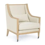 Fotelj MARLIN bež . Fotelj MARLIN je sestavljen iz lesenega okvirja jelše, prevleka pa je iz lana. Polnilo je iz pena, kar zagotavlja dodatno mehkobo in