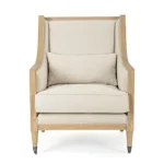 Fotelj MARLIN bež . Fotelj MARLIN je sestavljen iz lesenega okvirja jelše, prevleka pa je iz lana. Polnilo je iz pena, kar zagotavlja dodatno mehkobo in