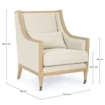 Fotelj MARLIN bež . Fotelj MARLIN je sestavljen iz lesenega okvirja jelše, prevleka pa je iz lana. Polnilo je iz pena, kar zagotavlja dodatno mehkobo in