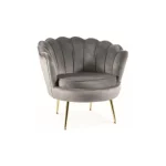 Fotelj META - siva, je eleganten kos pohištva, ki popestri vaš prostor. Narejen je iz žametne tkanine, kar zagotavlja prijeten počitek in sedenje. Nogice