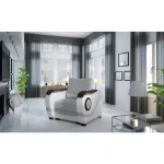 Fotelj NATALIJA . Dizajnerski fotelj NATALIJA je primeren za vsak dnevni prostor. Fotelj je narejen iz blaga in umetnega usnja. Fotelj je izredno udoben ter