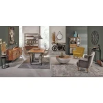 Fotelj ORLINS gorčična barva . Fotelj ORLINS je narejen iz borovega lesa, prevleka je iz prešitega bombaža z žametnim učinkom. Obloga je iz poliuretanske