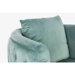 Fotelj TIFFANY . Fotelj TIFFANY je narejen iz kovine. Prevleka je iz poliestra, ki daja žametni učinek, strukturo ima iz lesa. Hrbtna blazina je