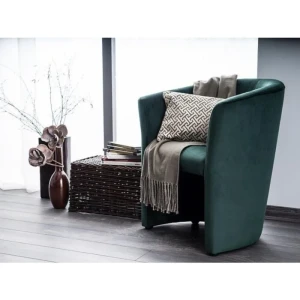 Fotelj URAN . Fotelj URAN vas bo prepričal s svojo udobnostjo. Oblečen je v žametno tkanino in dobavljiv v devetih različnih barvah. Nogice so iz lesa in