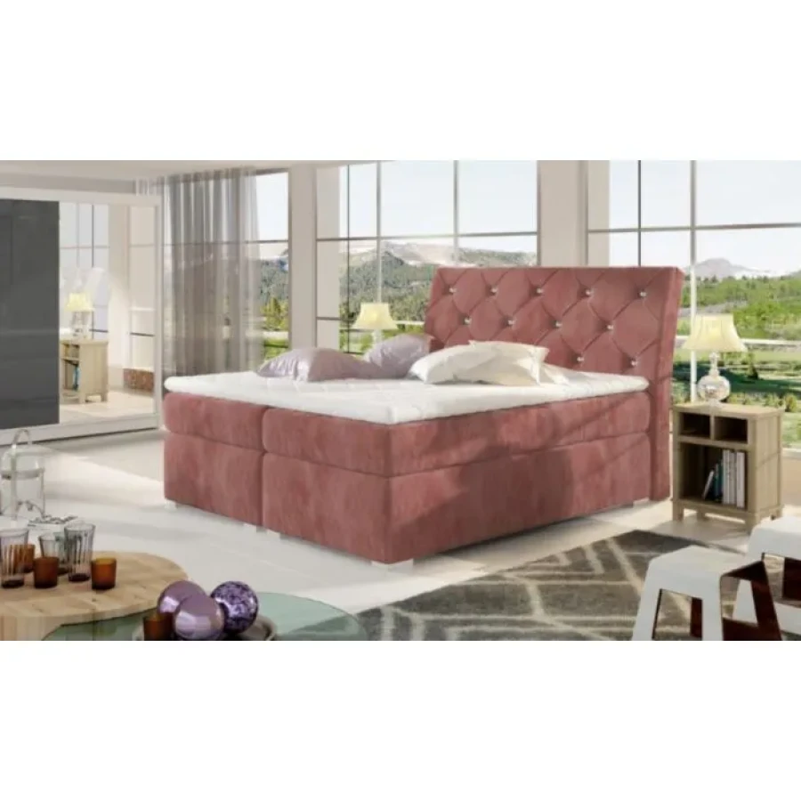 Francoska postelja BALI 140X200 . Boxspring postelja Bali je narejena iz Bonell vzmetnice visoke 20 cm in robustnega okvirja. Zgoraj in spodaj je obdana s