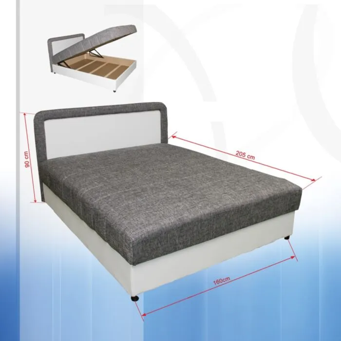 Francoska postelja Karmen Francoska postelja Karmen . Udobna in kvalitetna postelja vam zagotavlja miren spanec. Je dvižna, ima velik predal za shranjevanje vaših stvari. Ležišče