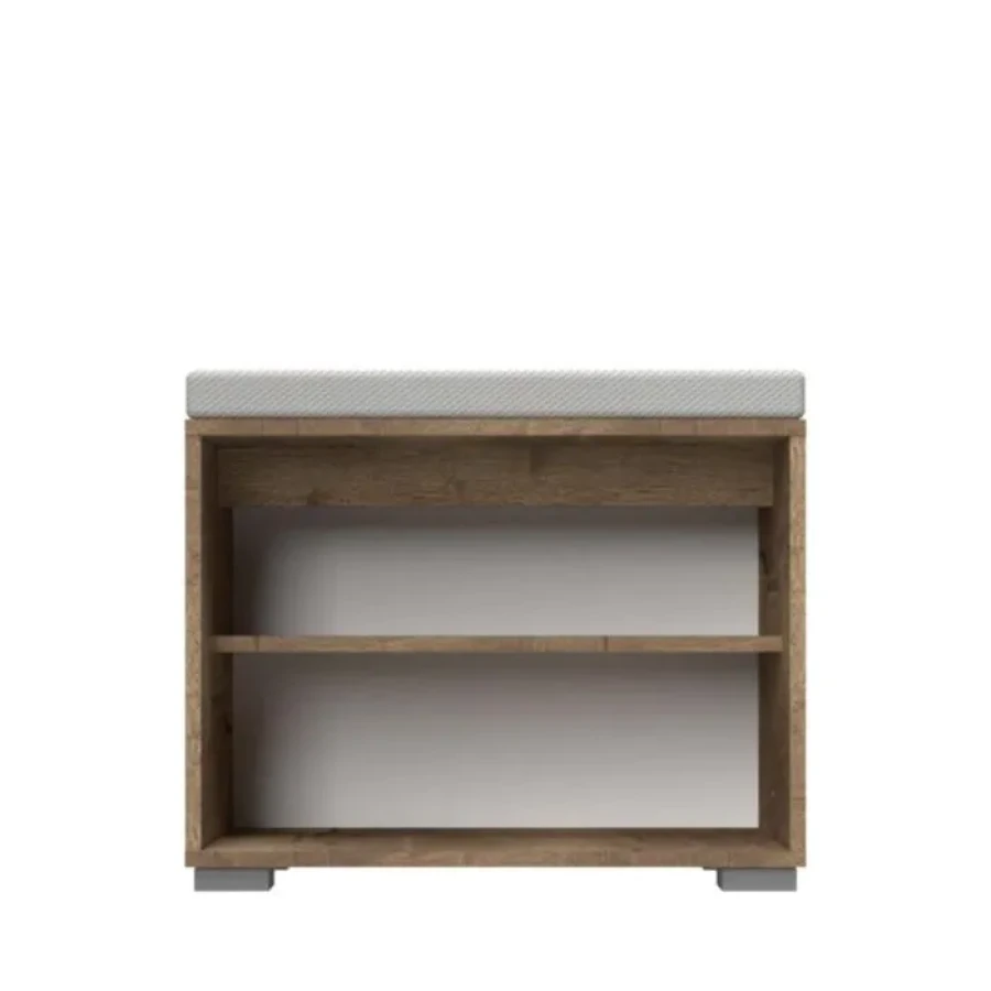 Garderobna klop VIŠNJA . Oblazinjena klop VIŠNJA je narejena iz odličnih materialov. Dobavljiva je v hrast / beli visoki sijaj barvi. Predal ima mehko