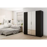 Garderobna omara ANGELA 2 . Garderobna omara ANGELA 2 200 cm. Moderen dizajn v kombinaciji z ogledalom. Narejena je iz laminirane plošče debeline 16 mm. Na