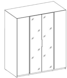 Garderobna omara ANGELA 2 - 200 cm. Moderen dizajn v kombinaciji z ogledalom. Narejena je iz laminirane plošče debeline 16 mm. Na voljo v črni in hrast