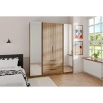 Garderobna omara ANGELA 3 . Garderobna omara ANGELA 3 200 cm. Moderen dizajn v kombinaciji z ogledalom, vsebuje tudi predale. Narejena je iz laminirane