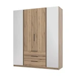 Garderobna omara ANGELA 3 . Garderobna omara ANGELA 3 200 cm. Moderen dizajn v kombinaciji z ogledalom, vsebuje tudi predale. Narejena je iz laminirane