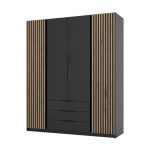 Garderobna omara DALILA 2 - 200 cm ima moderen dizajn. Narejena je iz laminirane plošče debeline 16 mm. Na voljo je v črni in hrast barvi. Omara je zelo