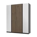 Garderobna omara EVITA 1 . Garderobna omara EVITA 200 cm ima moderen dizajn. Narejena je iz laminirane plošče debeline 16 mm. Stranice so v črni barvi,