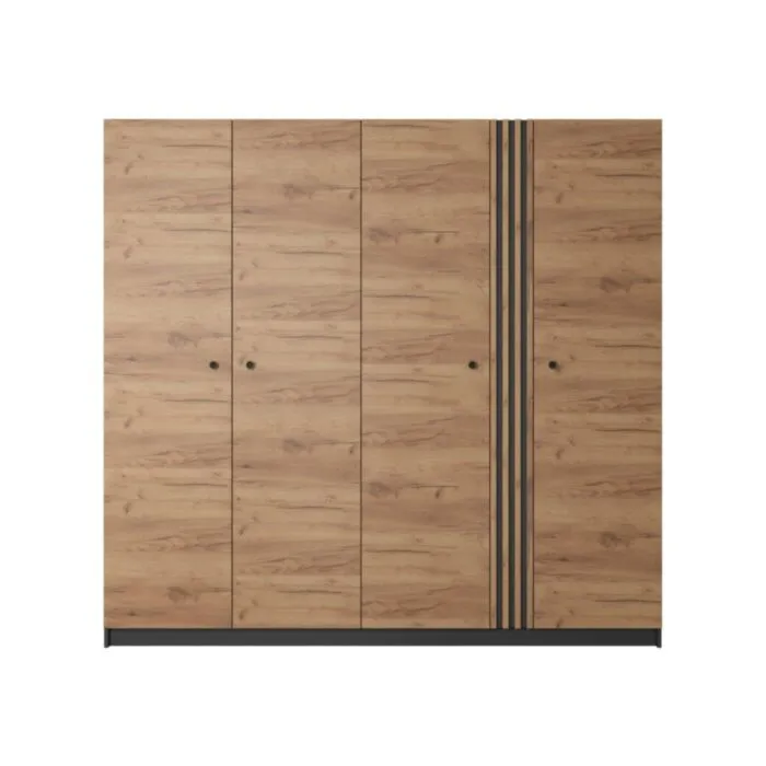 Garderobna omara GALIJA Garderobna omara GALIJA . Garderobna omara GALIJA vas bo očarala s svojimi toplimi barvami skandinavskega hrasta v kombinaciji s kontrastno antracit barvo, ki