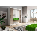 Garderobna omara GEA . Garderobna omara GEA je primerna za vse spalnice. Je zelo prostorna. Na levi strani ima zelo prostorne police, na desni strani pa je ena