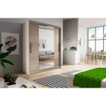 Garderobna omara GEA 2 . Garderobna omara GEA 2 je primerna za vse spalnice. Je zelo prostorna. Na levi strani ima zelo prostorne police, na desni strani pa je