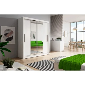 Garderobna omara GEA . Garderobna omara GEA je primerna za vse spalnice. Je zelo prostorna. Na levi strani ima zelo prostorne police, na desni strani pa je ena