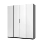 Garderobna omara KALINA 2 . Garderobna omara KALINA 2 200 cm ima moderen dizajn. Narejena je iz laminirane plošče debeline 16 mm. Stranice so v črni barvi,