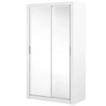 Garderobna omara KLARA 120 . Garderobna omara KLARA 120 je omara z dvojnimi drsnimi vrati ter ogledali. Odlična bo za manjše prostore, na primer spalnico,