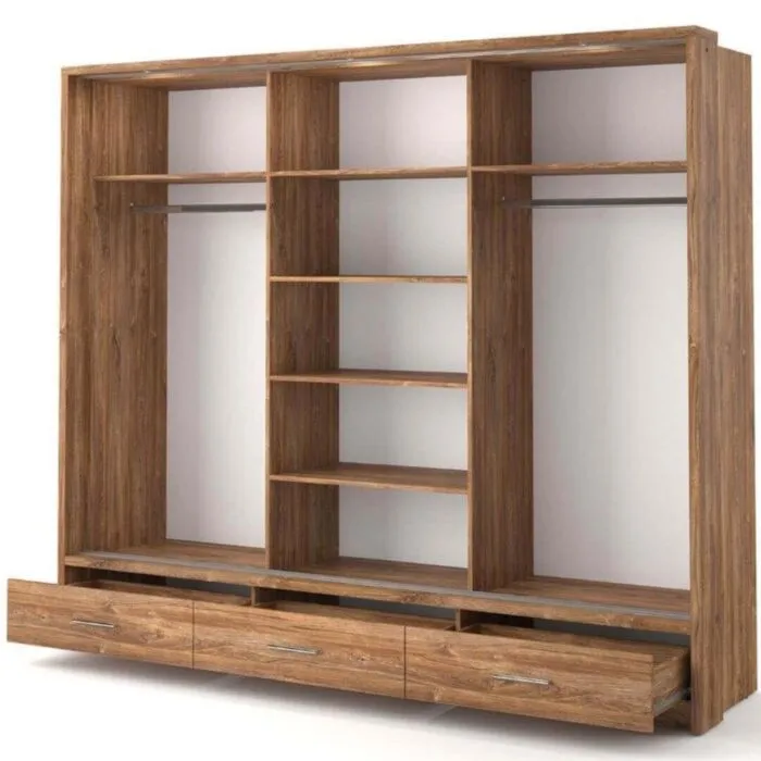 Garderobna omara KREŠO 1 Garderobna omara KREŠO 1 . Garderobna omara KREŠO ima 3 drsna vrata. NA sprednji strani je veliko ogledalo, na dnu omare pa trije lahko dostopni predali. V