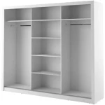 Garderobna omara KREŠO 2 . Garderobna omara KREŠO 2 je velika omara s tremi drsnimi vrati, ki jih spremljajo velika ogledala. Omara ima 2 prečka za