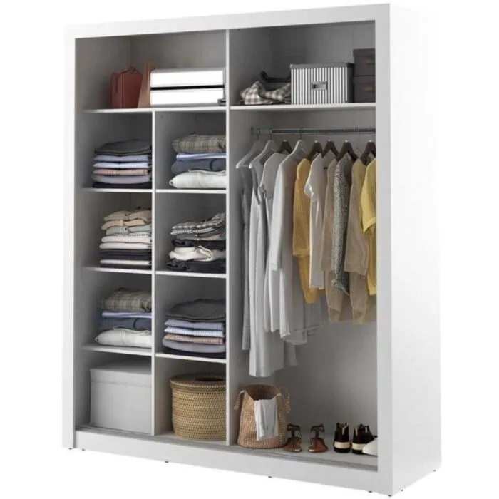 Garderobna omara KREŠO 7 Garderobna omara KREŠO 7 . Garderobna omara KREŠO 7 je omara z dvemi drsnimi vrati in ogledali na sprednjih straneh.V notranjosti ima dolgo držalo za