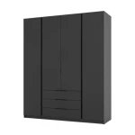 Garderobna omara KRISTINA 1 črna . Garderobna omara KRISTINA 200 cm ima moderen dizajn. Narejena je iz laminirane plošče debeline 16 mm. Stranice kakor tudi