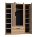 Garderobna omara KRISTINA 1 hrast . Garderobna omara KRISTINA 1 200 cm ima moderen dizajn. Narejena je iz laminirane plošče debeline 16 mm. Stranice kakor