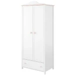 Garderobna omara LINA . Dvokrilna garderobna omara LINA je zasnovana za dekliške sobe. Notranjost omare je razdeljena na pol: Na dnu je prostoren in dostopen