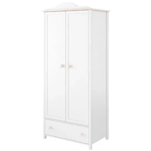 Garderobna omara LINA . Dvokrilna garderobna omara LINA je zasnovana za dekliške sobe. Notranjost omare je razdeljena na pol: Na dnu je prostoren in dostopen