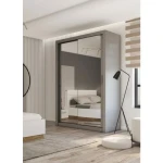 Garderobna omara LUPKO 150 . Garderobna omara LUPKO 150 je majhna, a precej prostorna omara z dvojnimi drsnimi vrati, ki prihranijo prostor. Popolna je za