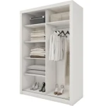 Garderobna omara LUPKO 150 . Garderobna omara LUPKO 150 je majhna, a precej prostorna omara z dvojnimi drsnimi vrati, ki prihranijo prostor. Popolna je za