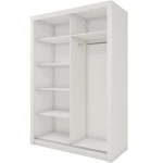 Garderobna omara LUPKO 150 . Garderobna omara LUPKO 150 je majhna, a precej prostorna omara z dvojnimi drsnimi vrati, ki prihranijo prostor. Popolna je za