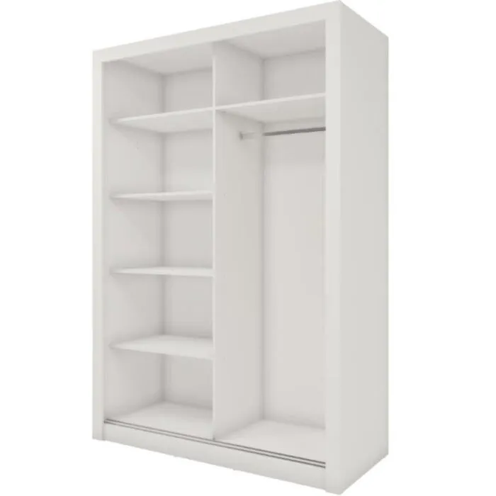 Garderobna omara LUPKO 150 Garderobna omara LUPKO 150 . Garderobna omara LUPKO 150 je majhna, a precej prostorna omara z dvojnimi drsnimi vrati, ki prihranijo prostor. Popolna je za